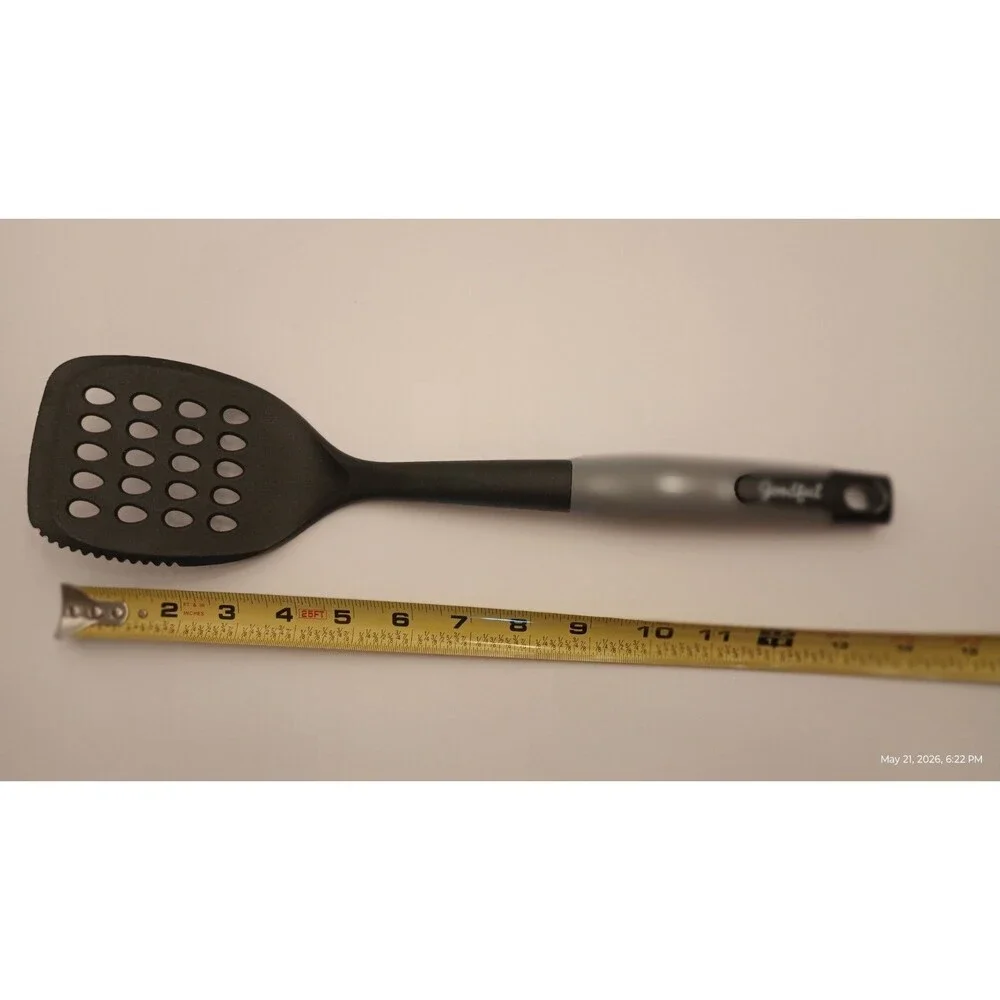 Goodful Slotted Turner Spatula, Black/Gray, Handle, Solid Pattern. NICE!